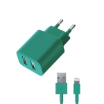     Apple iPhone 5 - 2.1A -  2 USB  - Deppa MFI - Green