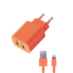     Apple (lightning) - 2.1A -  2 USB  - Deppa MFI - Orange