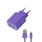     Apple iPhone 5C - 2.1A -  2 USB  - Deppa MFI - Violet