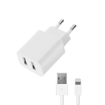     Apple (lightning) - 2.1A -  2 USB  - Deppa MFI - White